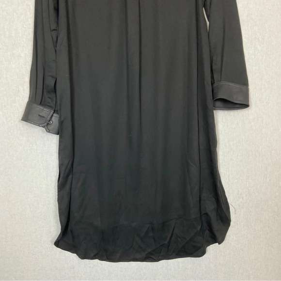 BCBG MAXAZARIA Faux Leather-Trimmed Shirt Dress Sz S - Picture 6 of 13